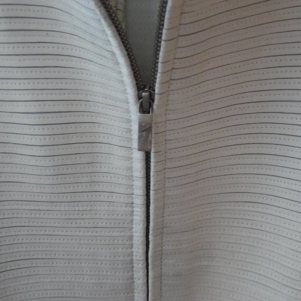 White Ribbed Leather Jacket - Picture 8 of 9